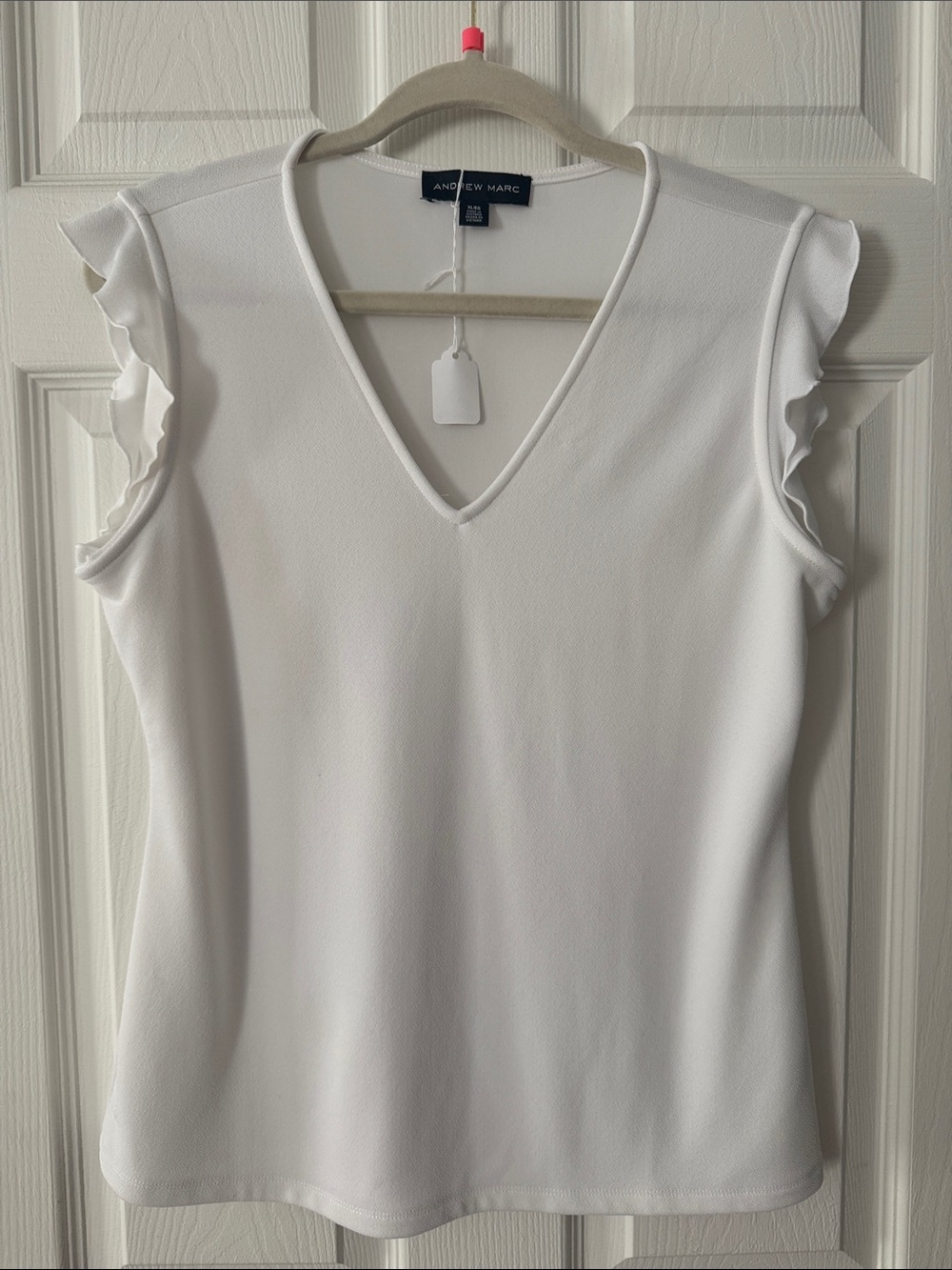 Andrew Marc White Stretch Blouse